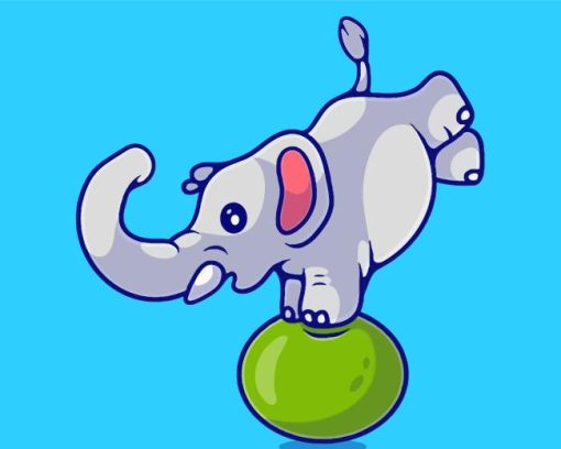 Elephant Balancing On A Ball Diamond Painting