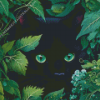 Green Eyes Black Cat Diamond Painting