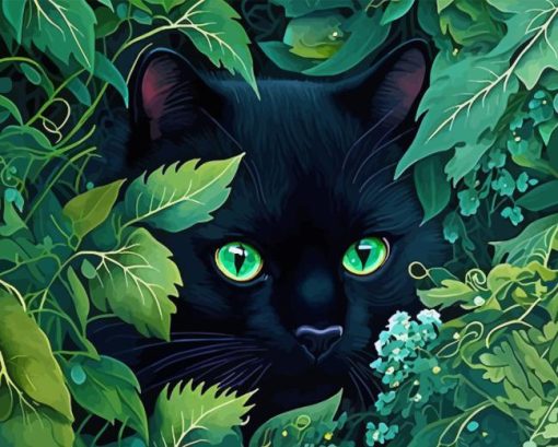Green Eyes Black Cat Diamond Painting