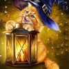 Kitten Witch And Lantern Diamond Painting