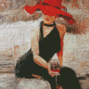 Lady With Red Hat Diamond Painting