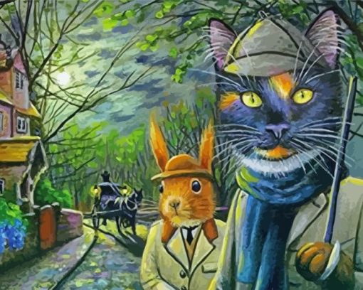 Mr Cat And Squirrel Diamond Painting