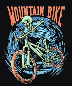 Skull On Mountain Bike Diamond Painting