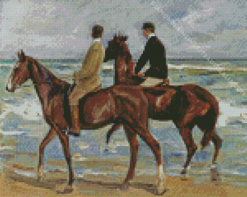 Two Riders On The Beach Diamond Painting