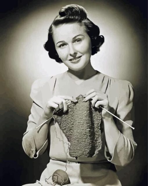 Vintage Woman Knitting Diamond Painting