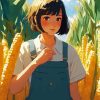 Anime In A Corn Field Diamond Painting