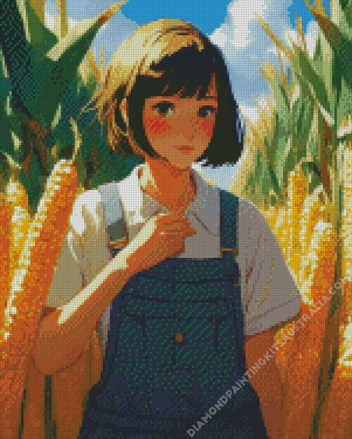 Anime In A Corn Field Diamond Painting