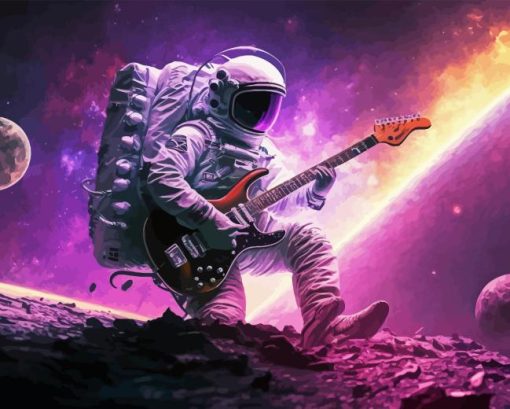 Astronaut With Guitar Diamond Painting