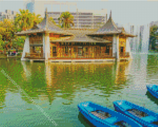 Blue Boats In Taichung Park Diamond Painting