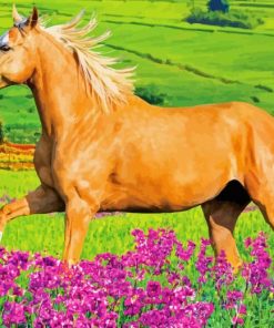 Brown Horse And Flowers Diamond Painting