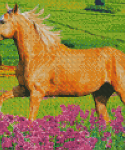 Brown Horse And Flowers Diamond Painting