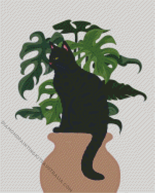 Cat And Plant Diamond Painting