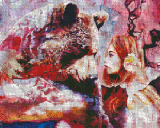 Girl With Bear Diamond Painting