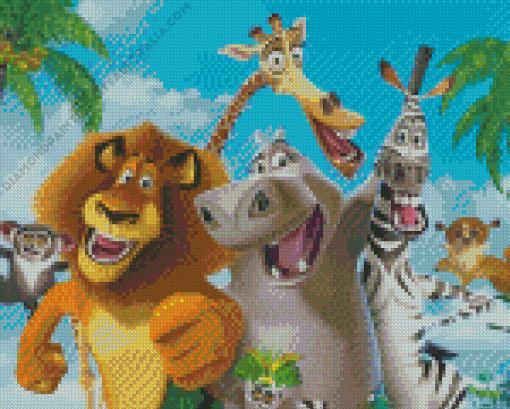 Madagascar Funny Animals Diamond Painting