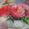 Peach Peonies In A Vase Diamond Painting