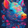 Pink Blue Abstract Pig Diamond Painting
