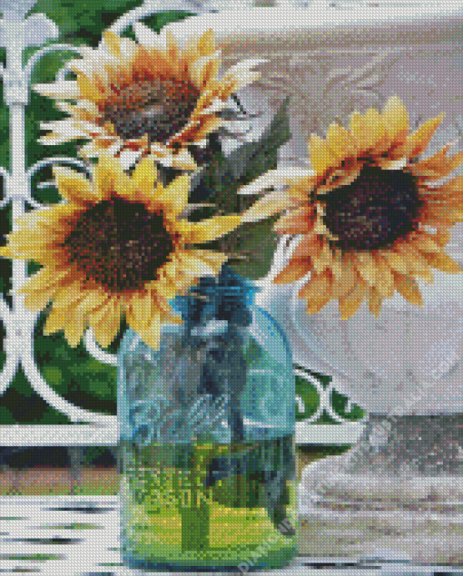 Sunflowers In Jar Diamond Painting