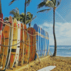 Waikiki Beach Surfboards Diamond Painting