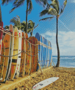 Waikiki Beach Surfboards Diamond Painting