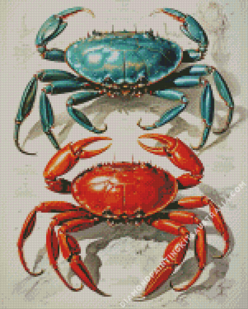 Blue And Red Crab Diamond Painting
