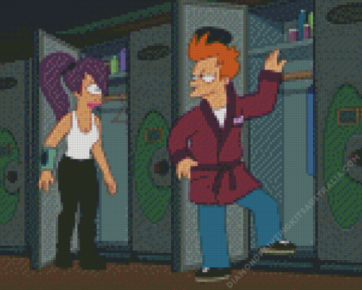 Fry and Leela Diamond Painting