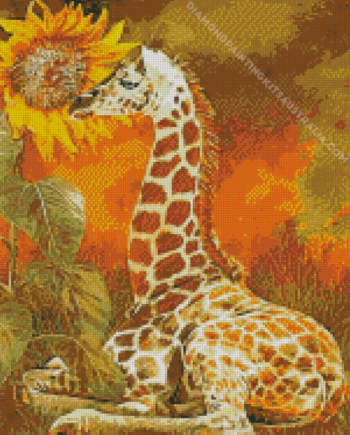 Giraffe and Sunflower Diamond Painting