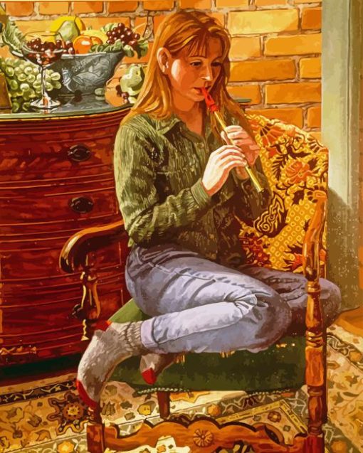 Girl Playing Penny Whistle Diamond Painting