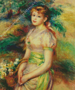 Girl With A Basket Of Flowers Diamond Painting