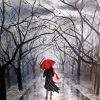 Girl With Red Umbrella Diamond Painting