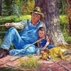 Grandson And Grandpa Fishing Diamond Painting