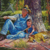 Grandson And Grandpa Fishing Diamond Painting