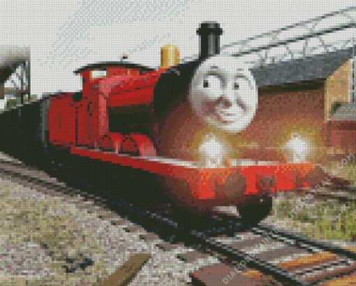 James The Red Engine Diamond Painting