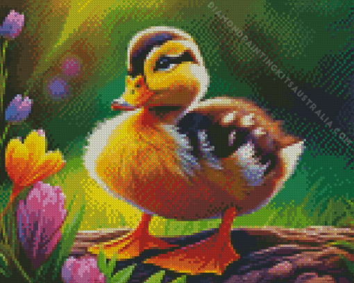 Little Duck And Flowers Diamond Painting