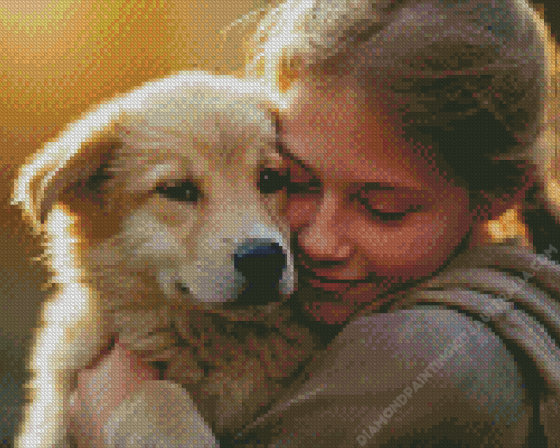 Little Girl with Puppy Diamond Painting