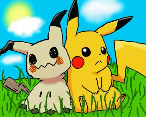 Mimikyu And Pika Diamond Painting