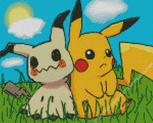 Mimikyu And Pika Diamond Painting