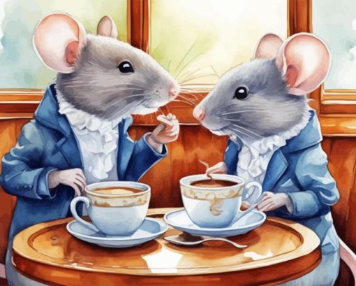 Mouse Having Tea Diamond Painting