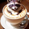 Raccoon With Coffee Diamond Painting