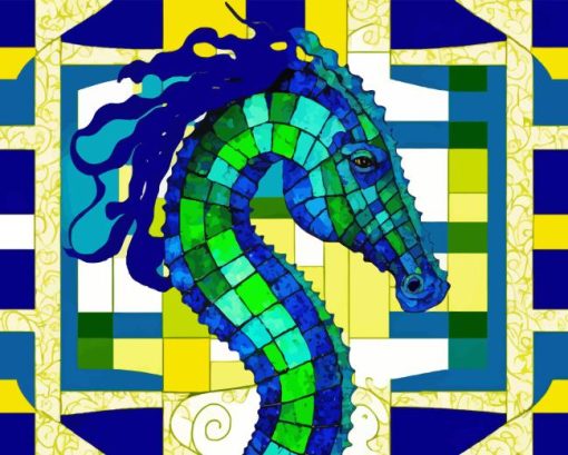 Stained Glass Seahorse Diamond Painting