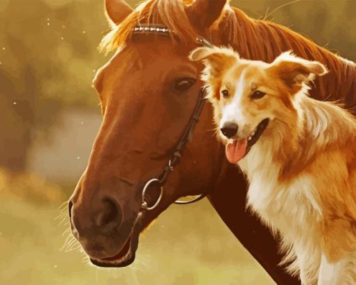 Cute Horse Dog Diamond Painting