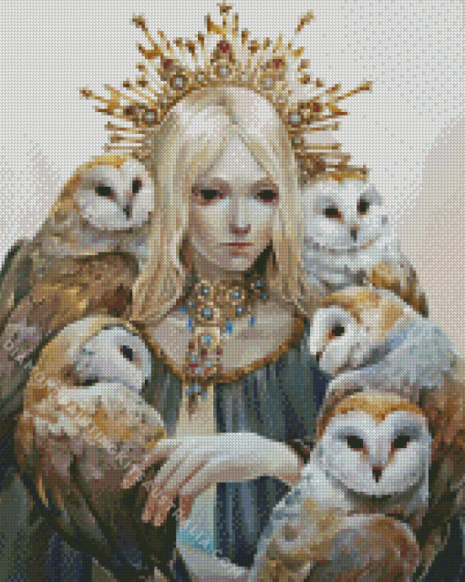 Lady With Owl Diamond Painting