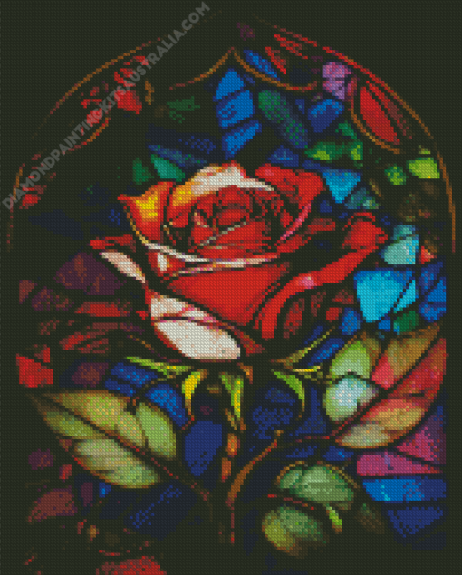 Rose With Stained Glass Diamond Painting