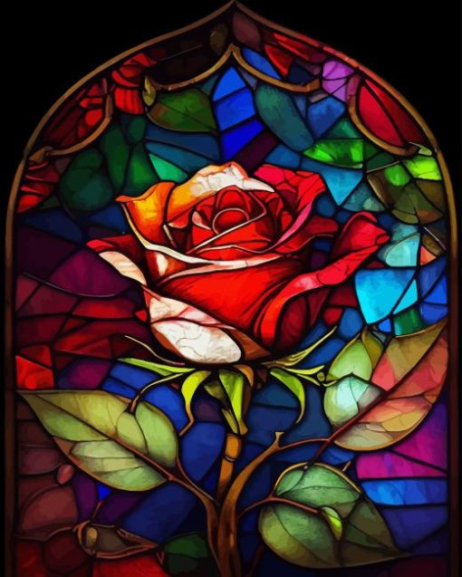 Rose With Stained Glass Diamond Painting