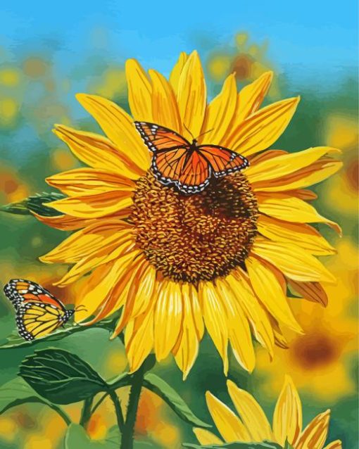 Sunflower Butterflies Diamond Painting