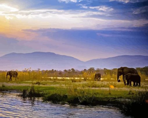 African Zambezi River Diamond Painting