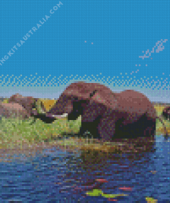 African Zambezi Elephants Diamond Painting