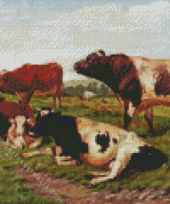 Ayrshire Cattle In Farm Diamond Painting