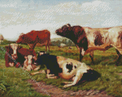 Ayrshire Cattle In Farm Diamond Painting