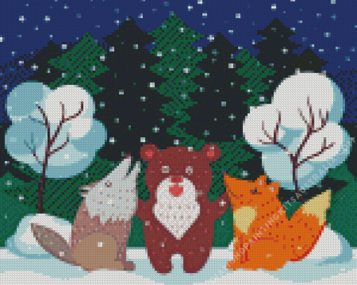 Bear And Fox Diamond Painting