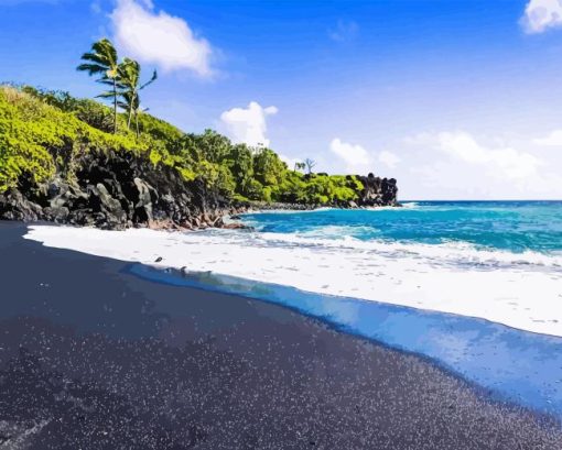 Black Sand Beach Diamond Painting